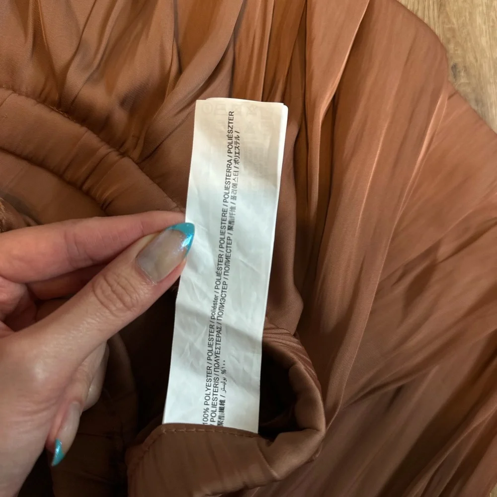 Mango Satin-Look Elastic Waist Wide-Leg Pants in Terracotta - Picture 4 of 5